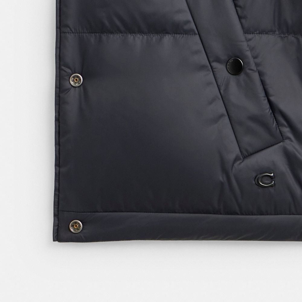 COACH®,Reversible Cropped Puffer In Recycled Polyamide,Puffer,Quilted,Bow,Sustainable,Down Insulation,Casual,Black,Inside View,Top View