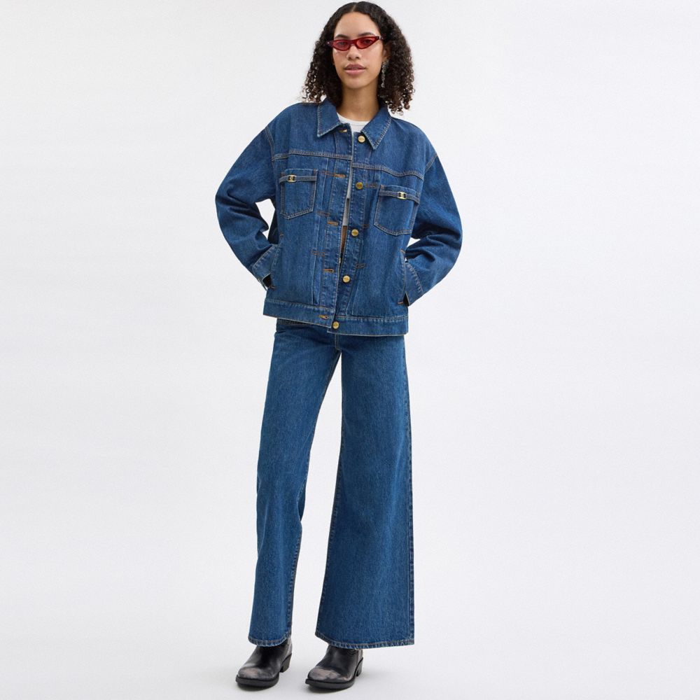 COACH®,Heritage C Denim Trucker Jacket,Cotton,Denim,Casual,,Scale View