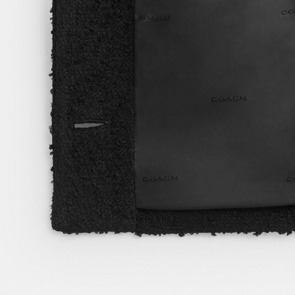 COACH®,Boucle Jacket,Cotton,Tweed,Logo,Metal,Sustainable,Casual,Black,Inside View,Top View