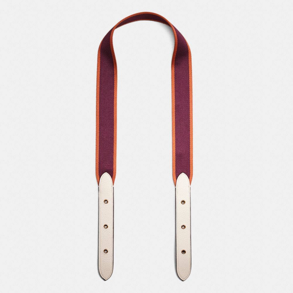 COACH®,Restored Strap In Colorblock With Varsity Stripe,Leather,Bag Straps,Leather Embellishment,Maroon,Front View
