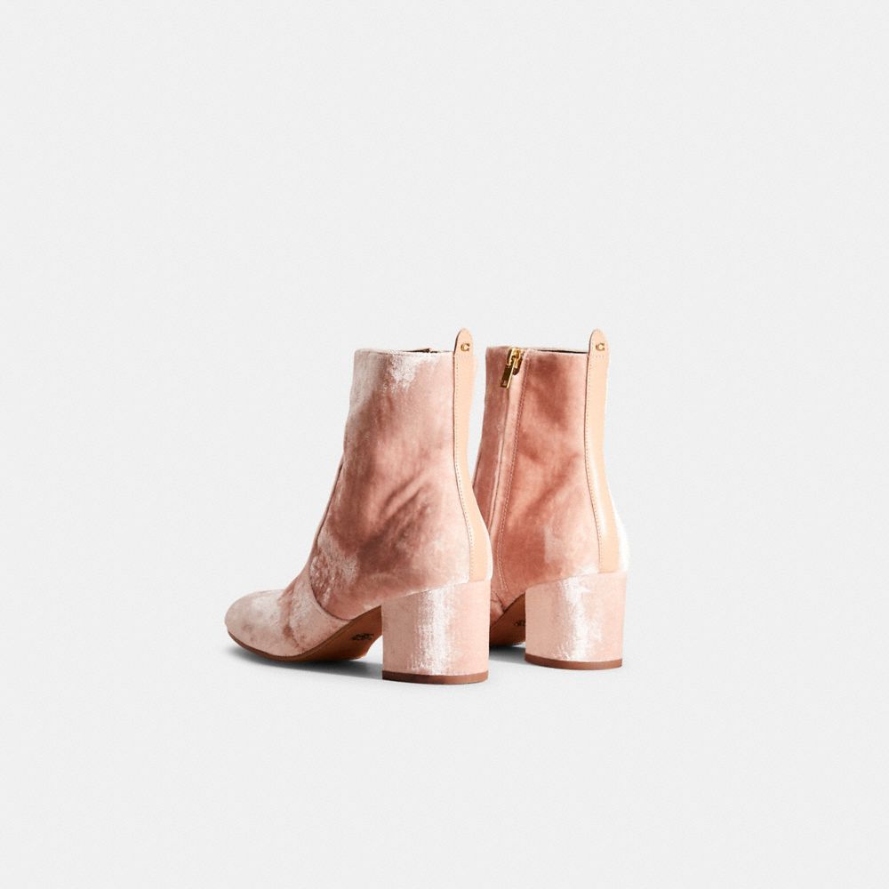 COACH®,Restored Juliet Ankle Bootie,Bootie,Fabric,Pull Tab,Day Party,Pink,Back View