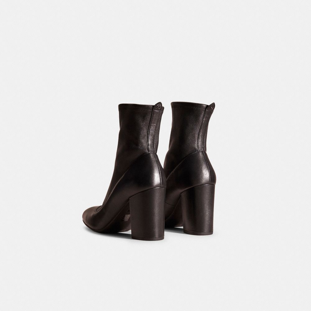 COACH®,Restored Giana Stretch Bootie,Leather,Bootie,Pull Tab,Day Party,Black,Back View