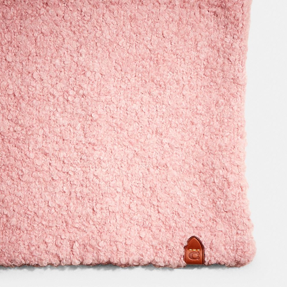 COACH®,Restored Fleece Textured Snood,Fleece,Infinity,Tag Embellishment,Logo,Casual,Pink,Closer View