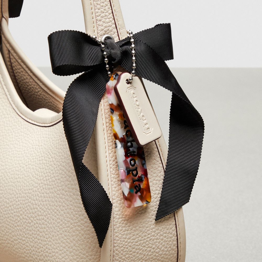 COACH®,Ergo Bag In Coachtopia Leather With Bows,Leather,Polyester,Shoulder Bag,Plastic,Logo,Bow,Casual,Cream,Group View