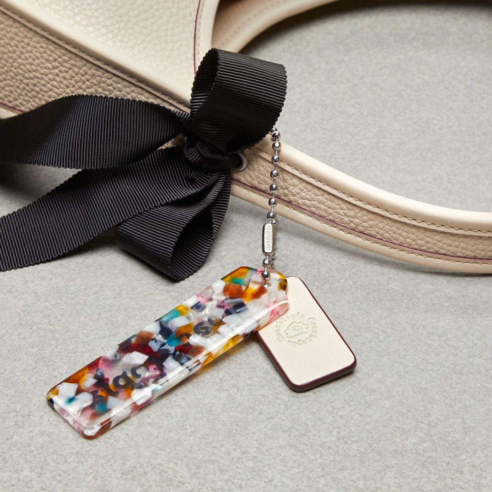 COACH®,Ergo Bag In Coachtopia Leather With Bows,Leather,Polyester,Shoulder Bag,Plastic,Logo,Bow,Casual,Cream