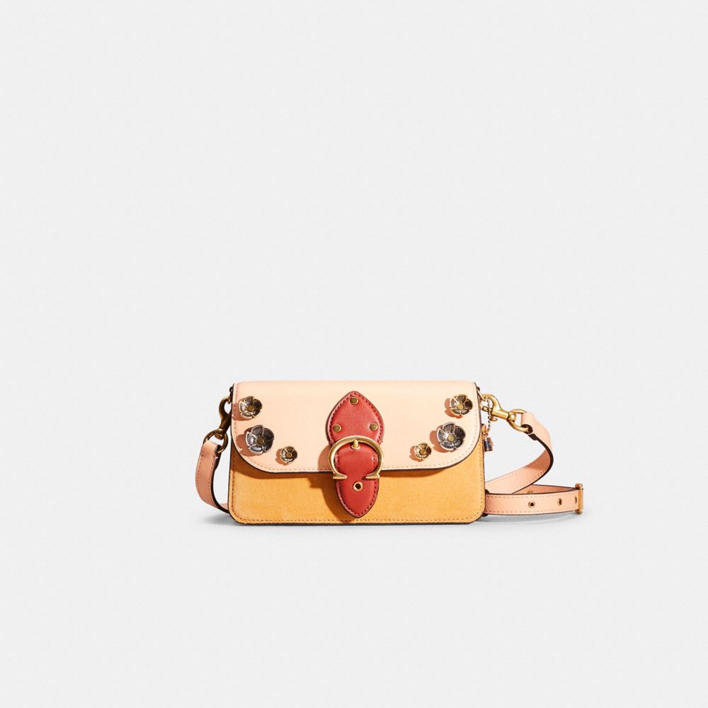 COACH®,Upcrafted Beat Crossbody Clutch In Colorblock,Leather,Velvet,Suede,Lining Lining Fabric Content,Clutch,3D Embellish...,Multi Color,Front View