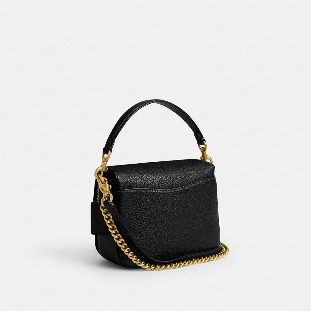 COACH®,Cassie Crossbody Bag 19,Leather,Crossbody,Logo,Compact,Brass,Day Party,Black,Angle View