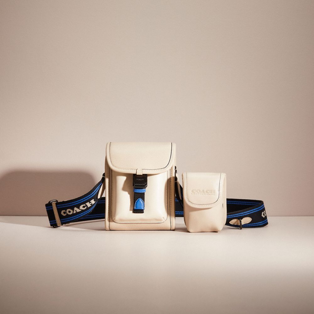 COACH®,Restored Charter North/South Crossbody With Hybrid Pouch In Colorblock,Leather,Calfskin Leather,Crossbody,Plastic,S...,Cream,Front View