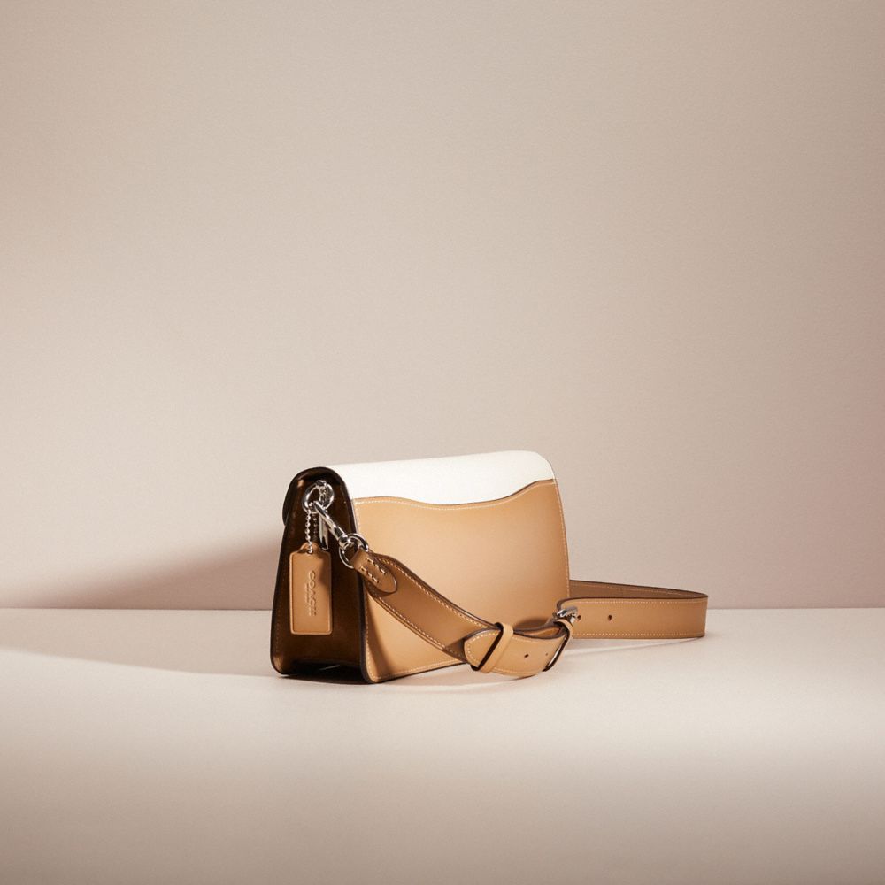 COACH®,Restored Tabby Shoulder Bag 26 With Colorblock Snakeskin Detail,Snakeskin,Leather,Calfskin Leather,Suede,Shoulder B...,Brown,Angle View