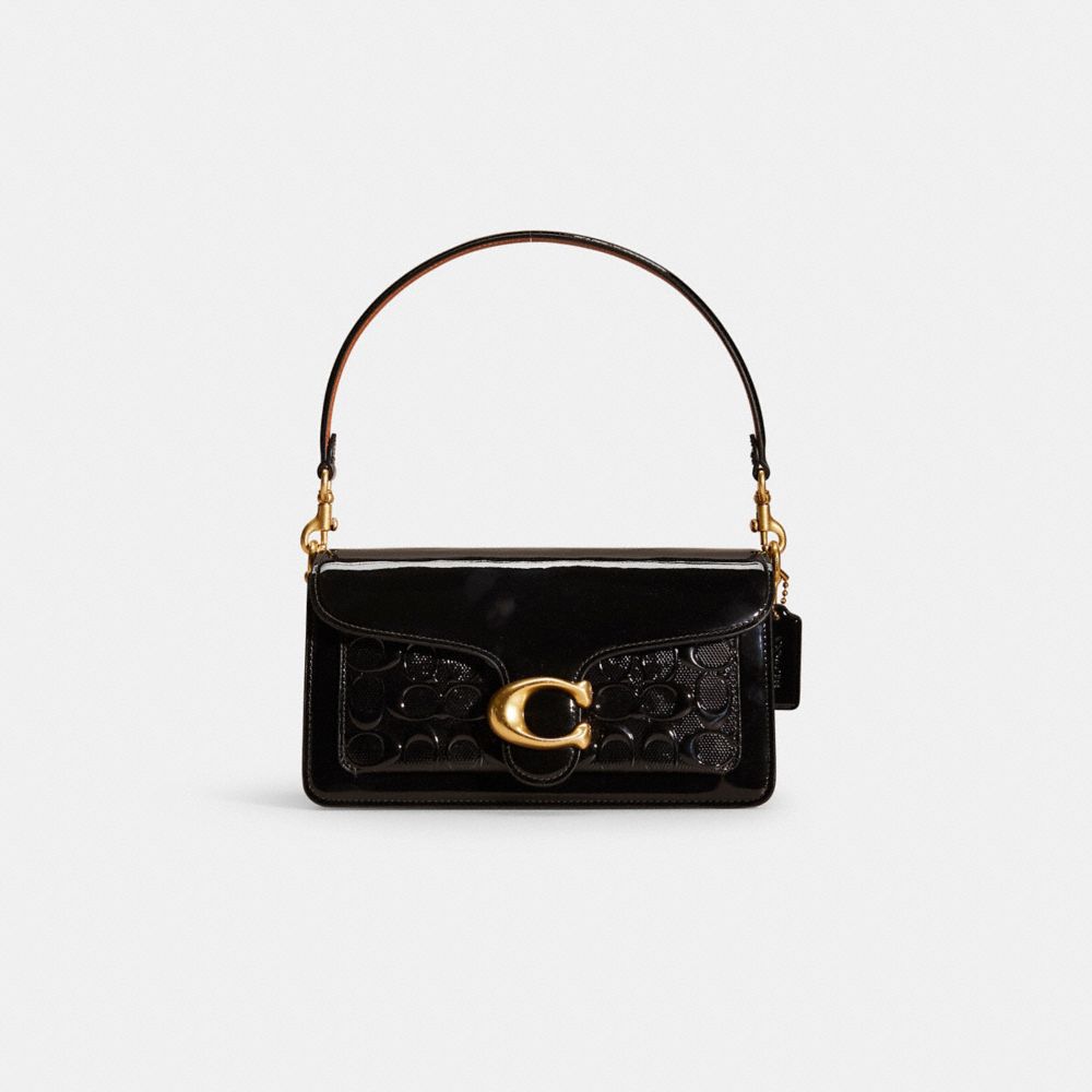 COACH®,Restored Tabby Shoulder Bag 26 In Signature Leather,Shoulder Bag,Compact,Day Party,Black,Front View