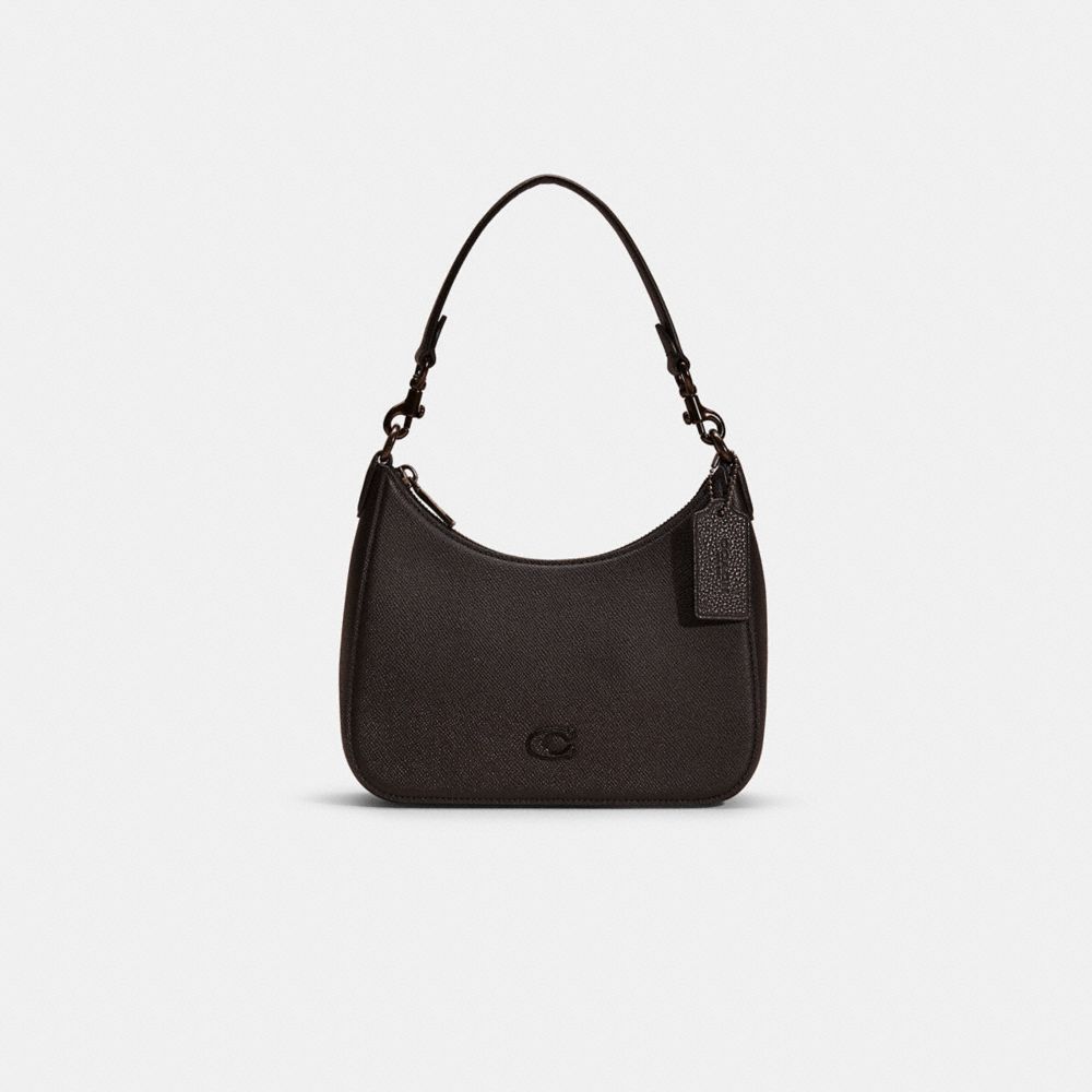 COACH®,Restored Hobo Crossbody With Signature Canvas,Black,Front View