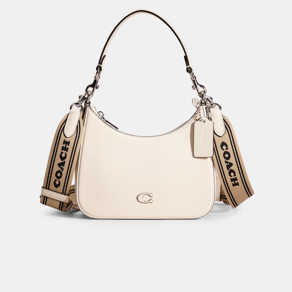 COACH®,Restored Hobo Crossbody With Signature Canvas,Cream,Front View