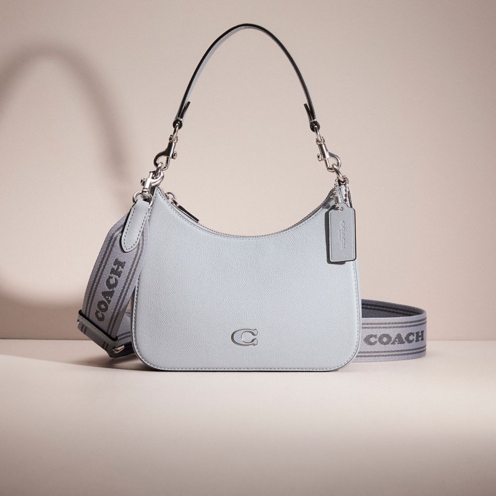 COACH®,Restored Hobo Crossbody With Signature Canvas,Gray,Front View