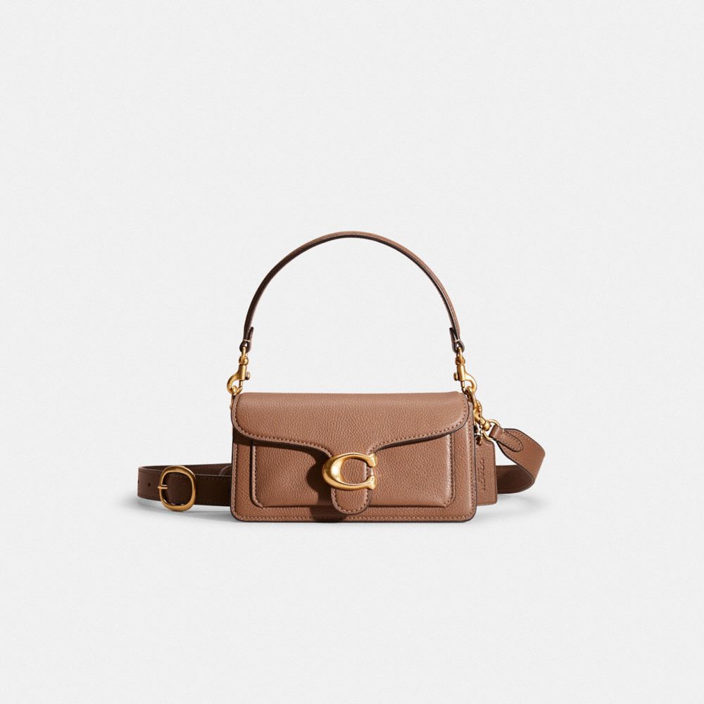 COACH®,Restored Tabby Shoulder Bag 20,Crossbody,Logo,Embossed,Metal,Pen Holder,Day Party,Brown,Front View