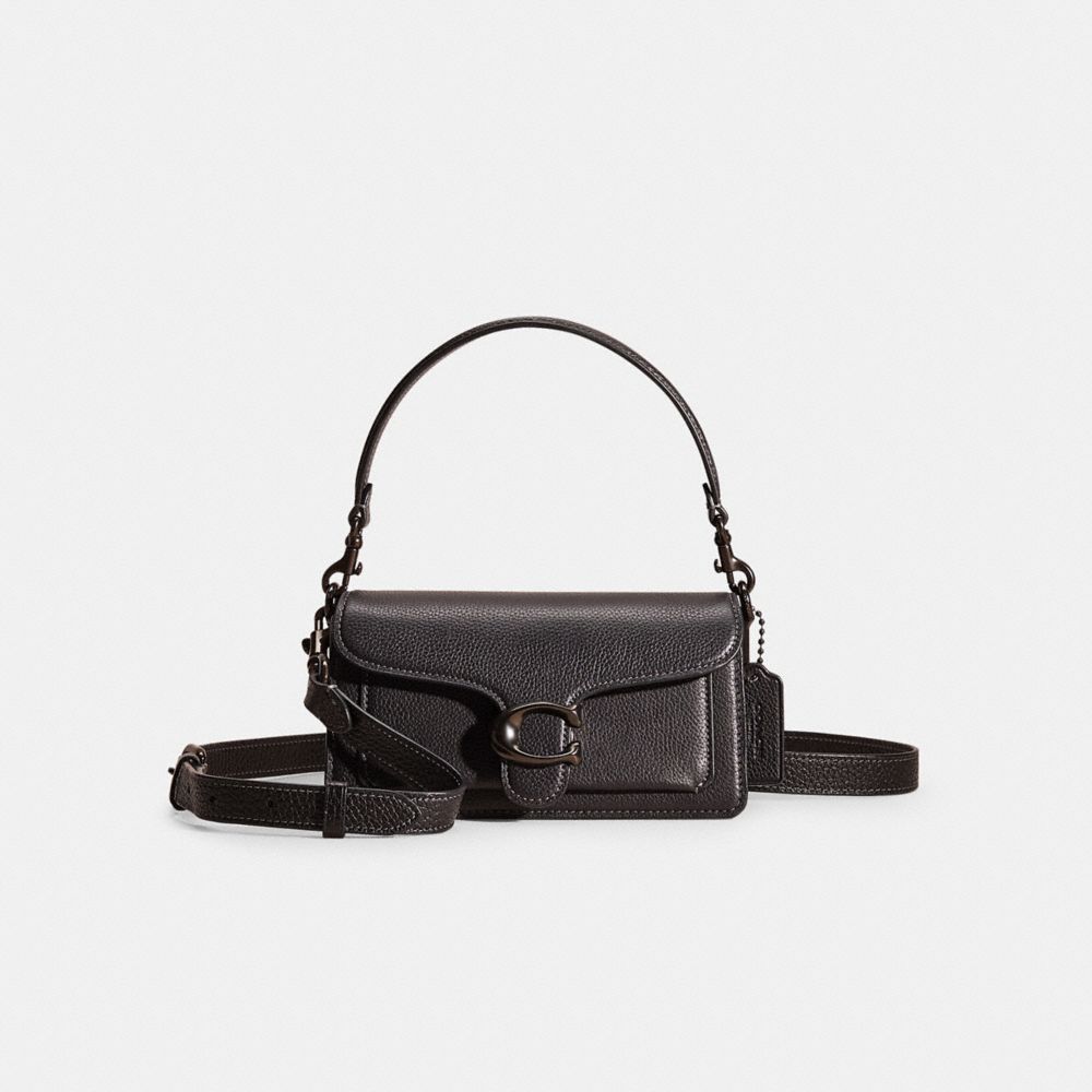 COACH®,Restored Tabby Shoulder Bag 20,Crossbody,Logo,Embossed,Metal,Pen Holder,Day Party,Black,Front View