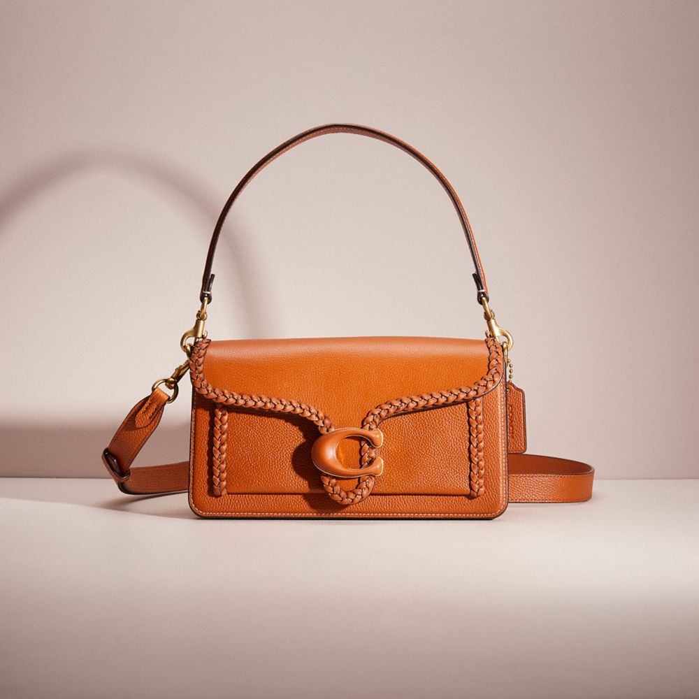 COACH®,Restored Tabby Shoulder Bag 26 With Braid,Leather,Calfskin Leather,Shoulder Bag,Metal,Logo,Braided,Sustainable,Comp...,Brown,Front View