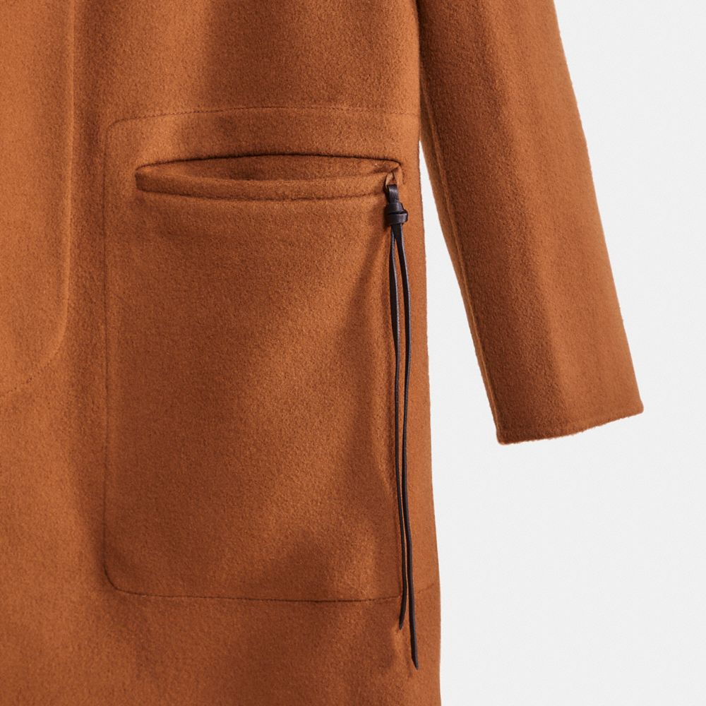 COACH®,Restored Double Faced Coat,Cupro,Wool,Polyester,Car Coat,No Embellishment,Business Casual,Brown,Scale View