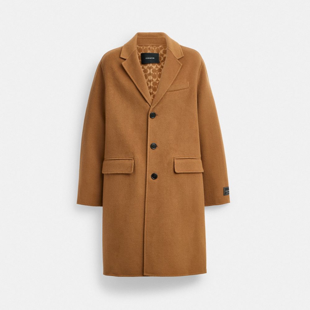 COACH®,Double Faced Wool Coat,Wool,Top Coat,Work,Brown,Front View