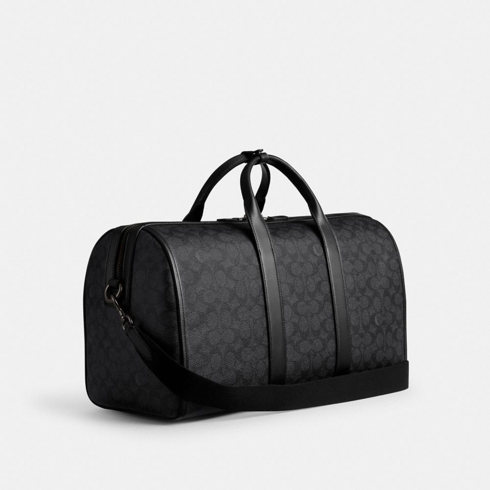 COACH®,Gotham Duffle Bag 45 In Signature Canvas,Duffle Bag,Logo,Black,Angle View