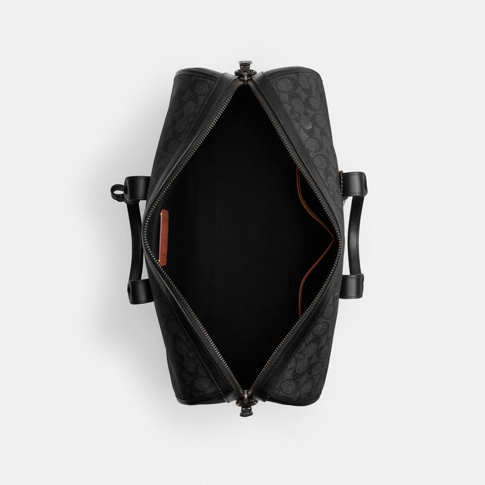 COACH®,Gotham Duffle Bag 45 In Signature Canvas,Duffle Bag,Logo,Black,Inside View,Top View