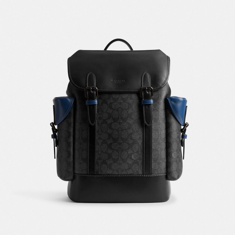 COACH®,Hitch Backpack In Blocked Signature Canvas,Mesh,Backpack,Color Block,Casual,Multi Color,Front View