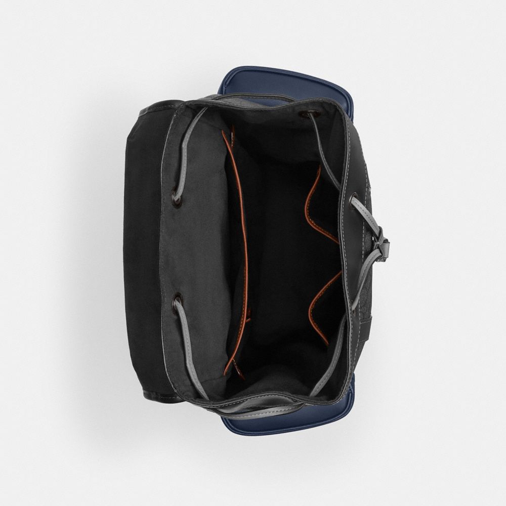 COACH®,Hitch Backpack In Blocked Signature Canvas,Mesh,Backpack,Color Block,Casual,Multi Color,Inside View,Top View