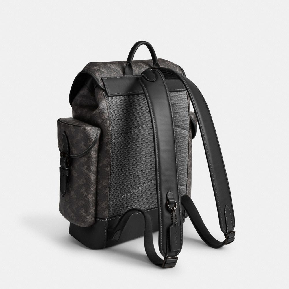 COACH®,Hitch Backpack With Horse And Carriage Print,Mesh,Backpack,Piping,Color Block,Casual,,Angle View