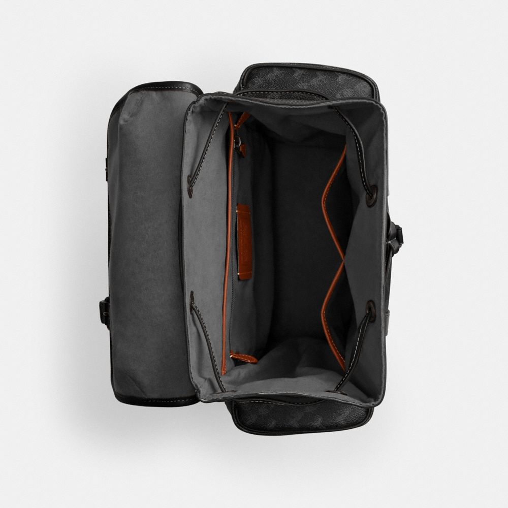COACH®,Hitch Backpack With Horse And Carriage Print,Mesh,Backpack,Piping,Color Block,Casual,,Inside View,Top View