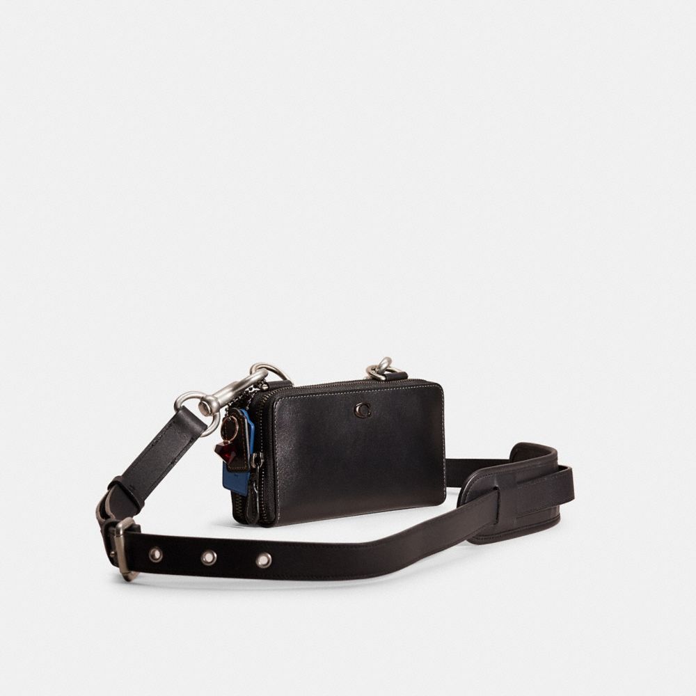 COACH®,Upcrafted Double Up Wallet Creation,Leather,Calfskin Leather,Crossbody,Sequin,Shoulder Guard,Casual,Black,Angle View