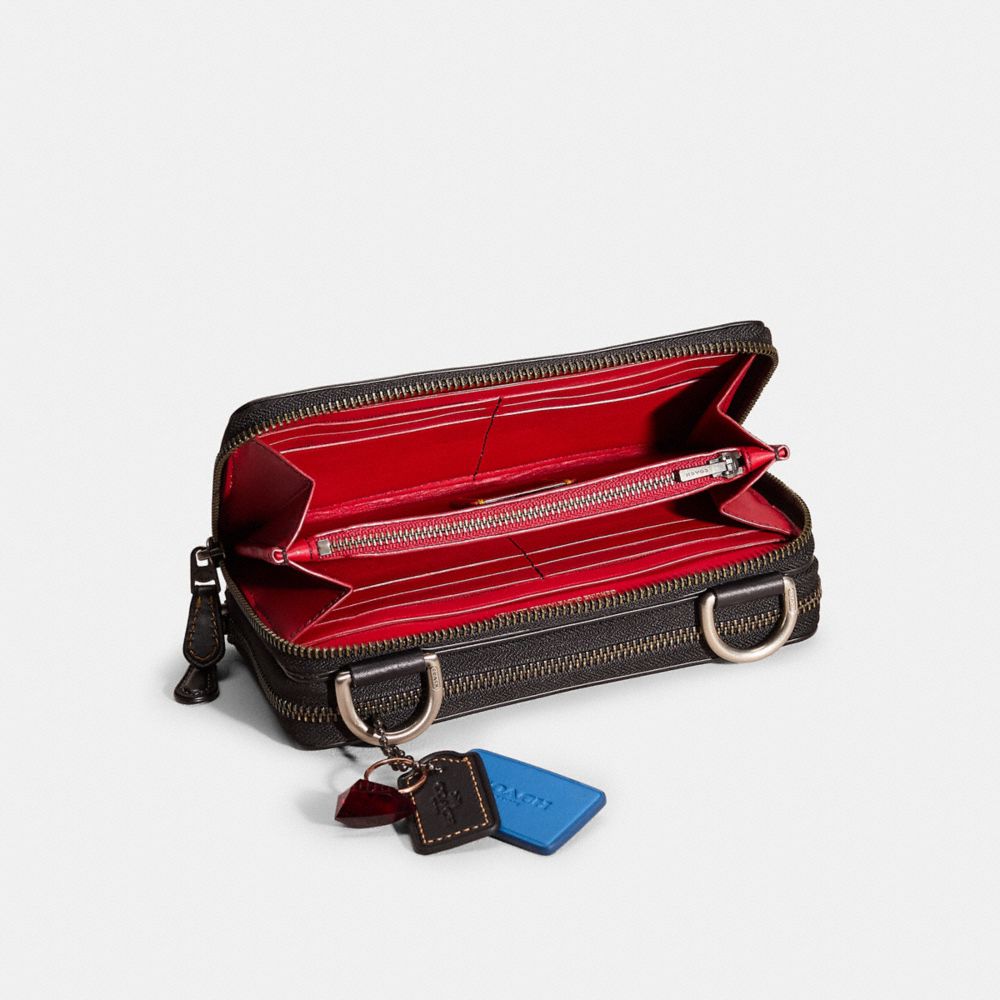 COACH®,Upcrafted Double Up Wallet Creation,Leather,Calfskin Leather,Crossbody,Sequin,Shoulder Guard,Casual,Black,Inside View,Top View