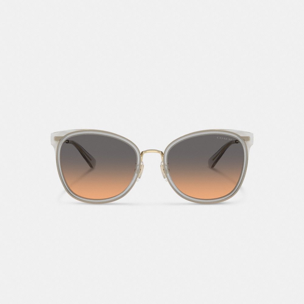 COACH®,C Hardware Cat Eye Sunglasses,Cat Eye,Logo,Word Embellishment,Metal,Integrated Nose Pads,Casual,Multi Color,Inside View,Top View