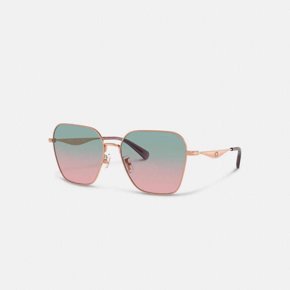 COACH®,C Hardware Metal Oversized Square Sunglasses,Square,Metal Material,Word Embellishment,Logo,Integrated Nose Pads,Adj...,Multi Color
