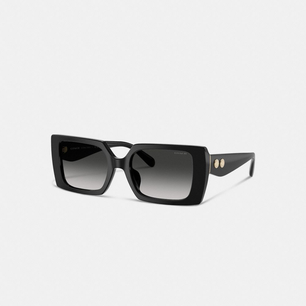 COACH®,Rivet Oversized Square Sunglasses,Square,Word Embellishment,Metal,Integrated Nose Pads,Casual,Multi Color