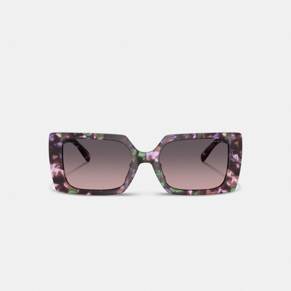COACH®,Rivet Oversized Square Sunglasses,Square,Word Embellishment,Metal,Integrated Nose Pads,Casual,Purple,Inside View,Top View