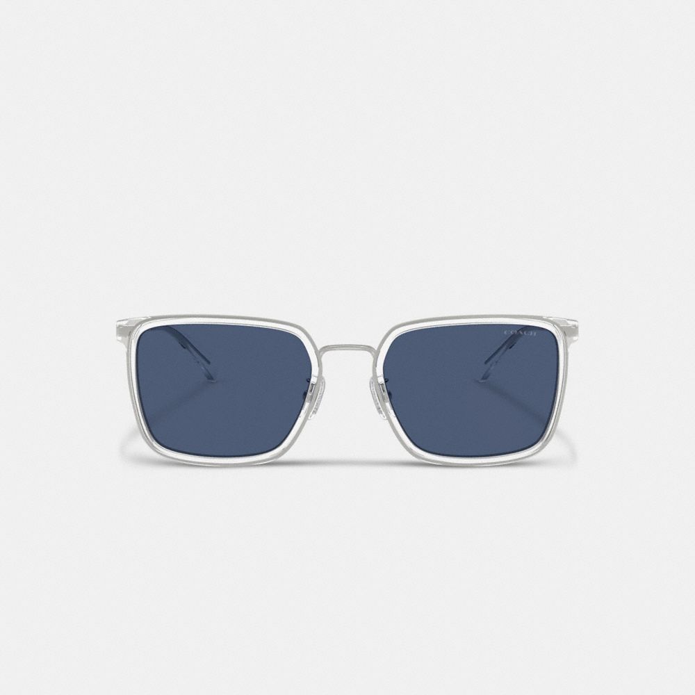 COACH®,C Hardware Metal Square Sunglasses,Square,Metal Material,Word Embellishment,Logo,Integrated Nose Pads,Casual,Blue,Inside View,Top View