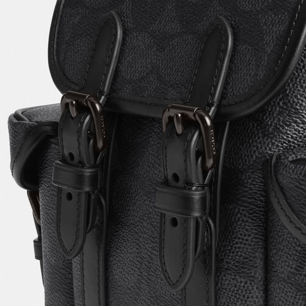 COACH®,Hitch Backpack 13 In Signature Canvas,Slingback,Color Block,Convertible,Casual,Black,Gray,Closer View