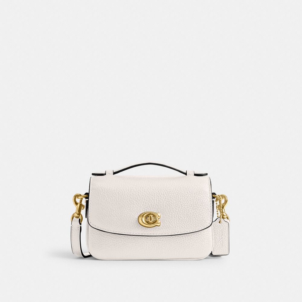 COACH®,Cassie Crossbody Bag 17,Crossbody,Embossed,Metal,Logo,Pen Holder,Compact,Day Party,Casual,White,Front View