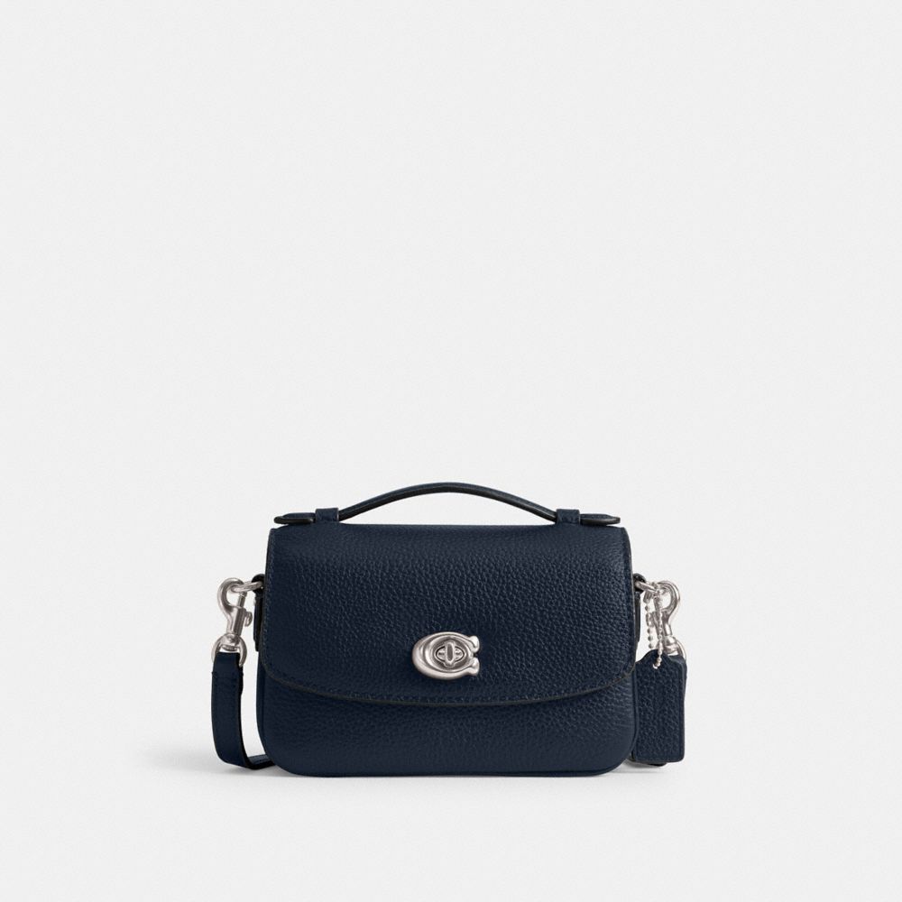 COACH®,Cassie Crossbody Bag 17,Crossbody,Embossed,Metal,Logo,Pen Holder,Compact,Day Party,Casual,Navy,Front View