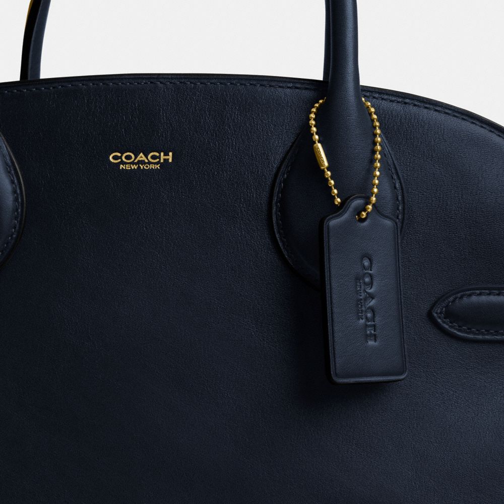 COACH®,Soft Empire Carryall Bag 40,Satchel,Logo,Gusset,Work,Black,Closer View