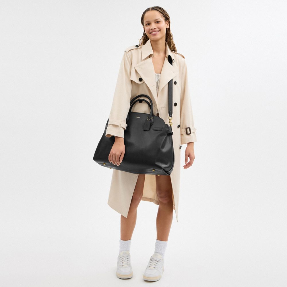 COACH®,Soft Empire Carryall Bag 48,Duffle Bag,Logo,Studded,Expandable,Black,Detail View