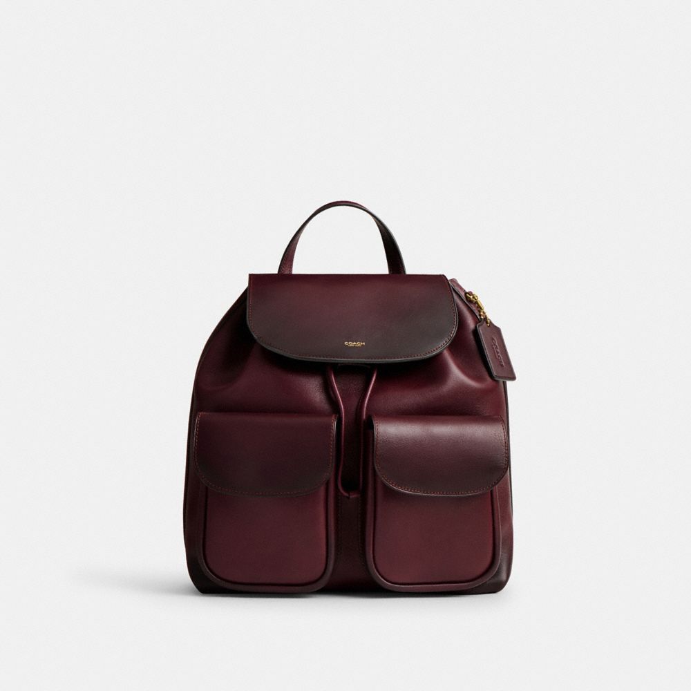COACH®,Crosby Backpack 28,Backpack,Logo,Metal,Compact,Casual,Maroon