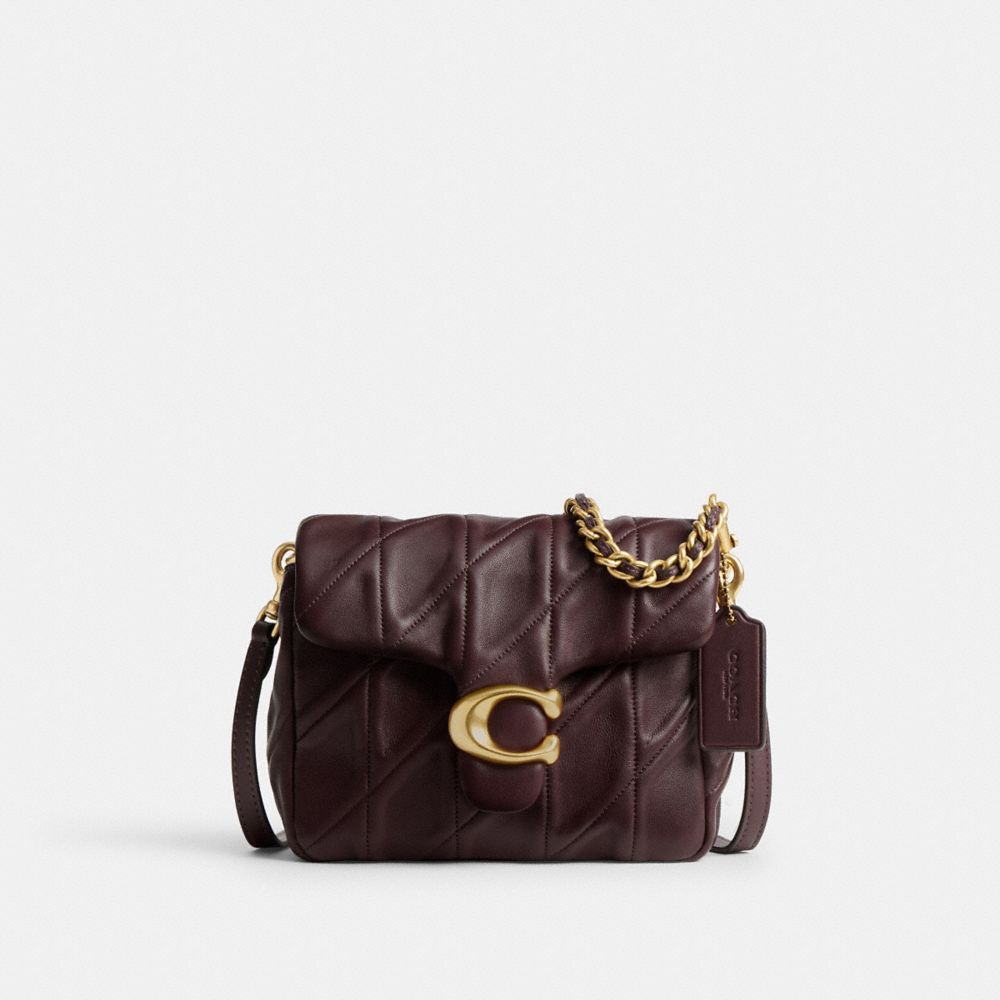 COACH®,Times Square Tabby Shoulder Bag 17 With Quilting,Shoulder Bag,Metal,Logo,Day Party,Brown,Front View