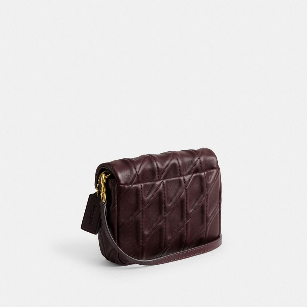 COACH®,Times Square Tabby Shoulder Bag 17 With Quilting,Shoulder Bag,Metal,Logo,Day Party,Brown,Angle View