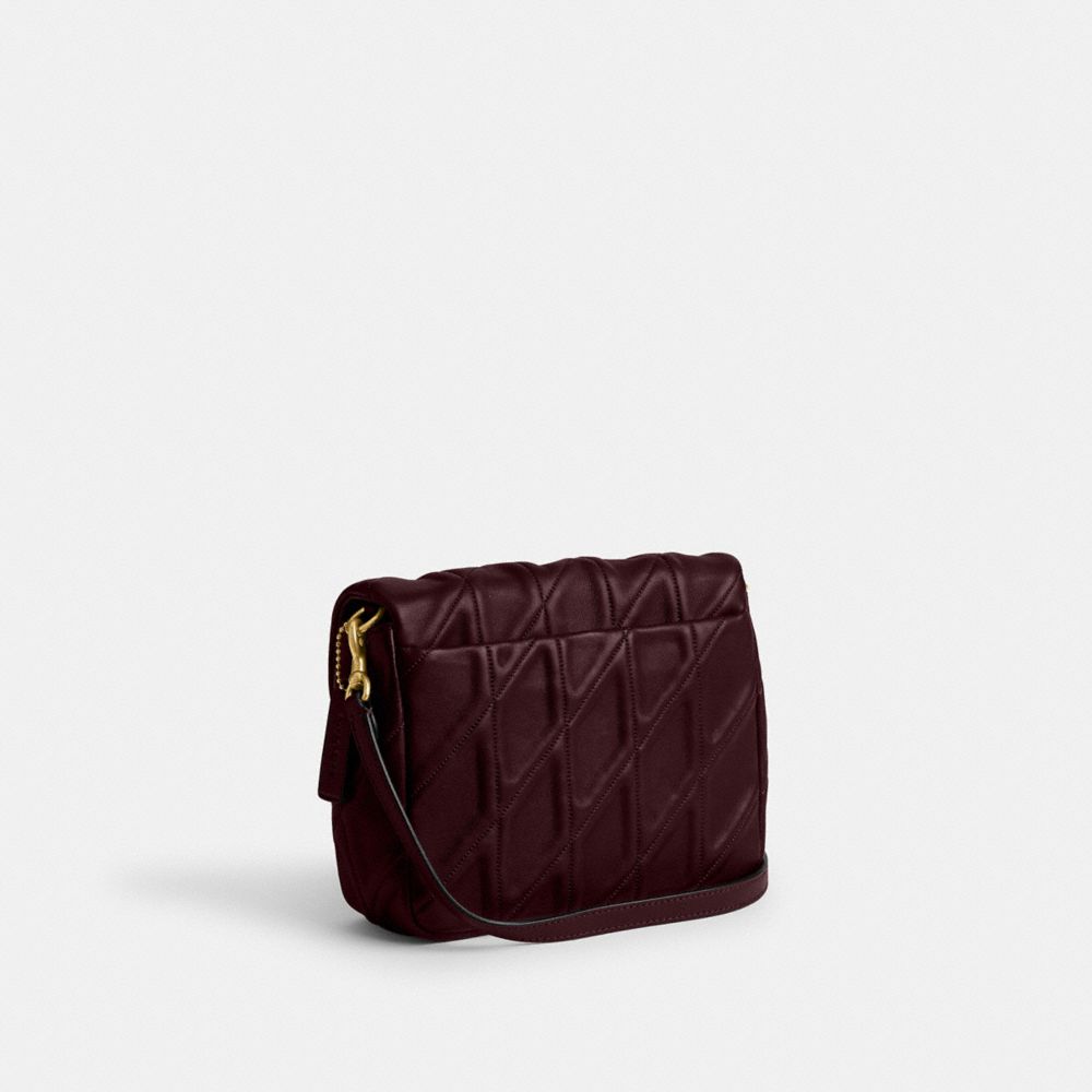 COACH®,Times Square Tabby Shoulder Bag With Quilting,Shoulder Bag,Logo,Metal,Day Party,Maroon,Angle View