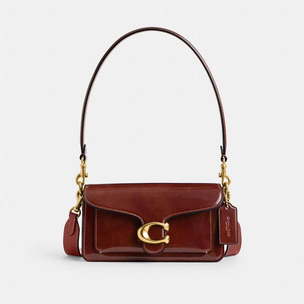 COACH®,Tabby Shoulder Bag 20,Shoulder Bag,Embossed,Metal,Logo,Day Party,Brown,Front View