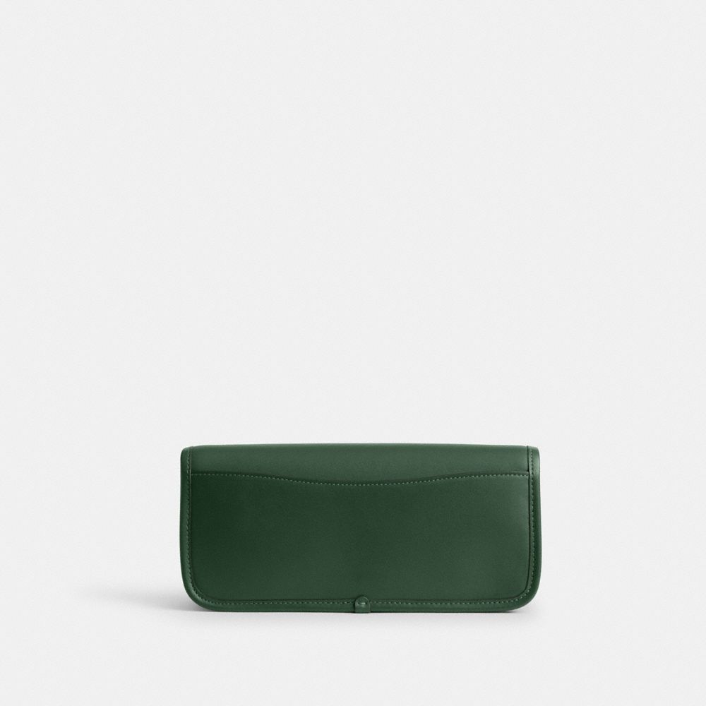 COACH®,Dinky Bag,Leather,Shoulder Bag,Logo,Pen Holder,Gold Metal,Day Party,Casual,Emerald,Back View