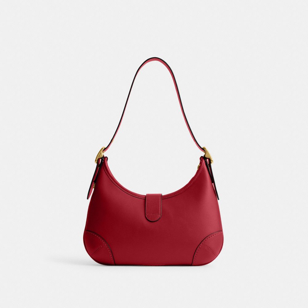 COACH®,Hamptons Hobo Bag,Leather,Shoulder Bag,Adjustable,Silver Metal,Casual,Maroon,Back View