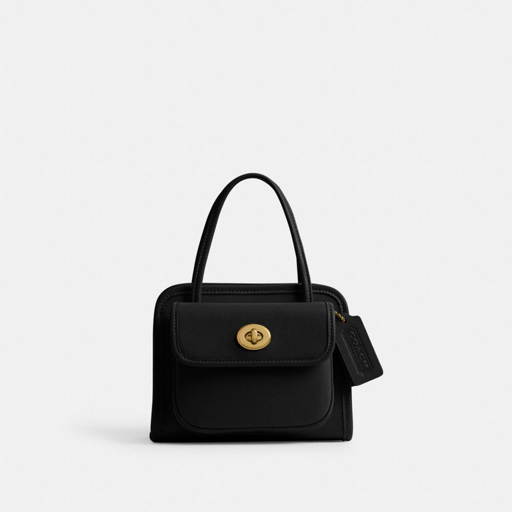 COACH®,Safari Bag,Leather,Crossbody,Logo,Brass,Work,Day Party,Casual,Black,Front View