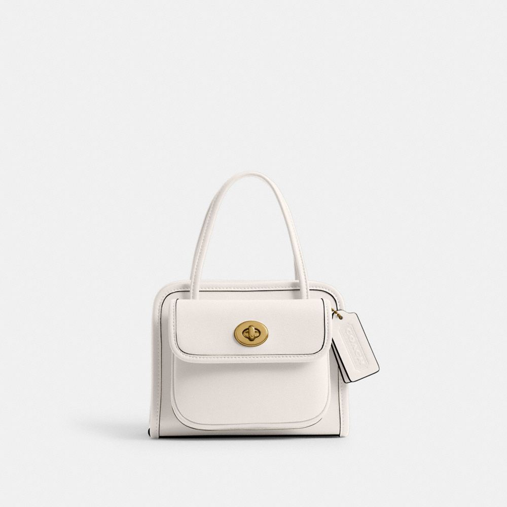 COACH®,Safari Bag,Leather,Crossbody,Logo,Brass,Work,Day Party,Casual,White,Front View
