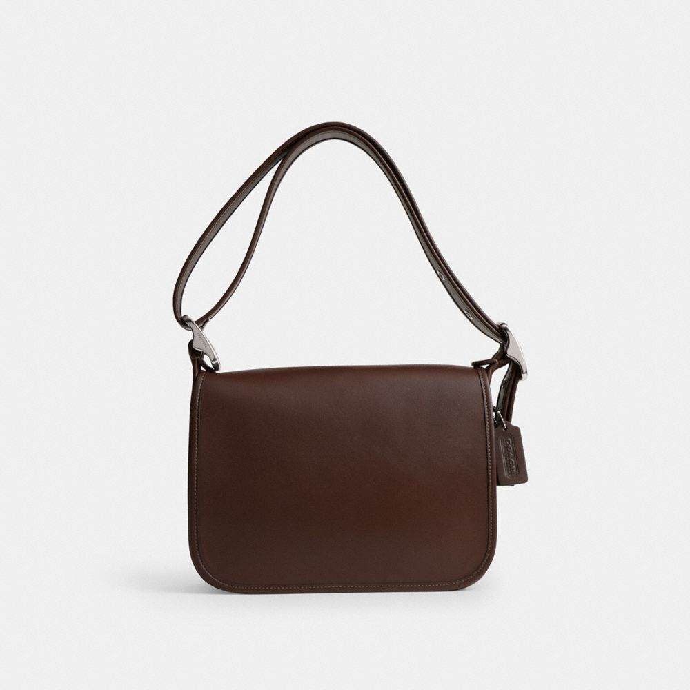 COACH®,Patricia Legacy Bag,Leather,Shoulder Bag,Pen Holder,Adjustable,Silver Metal,Casual,Brown,Front View